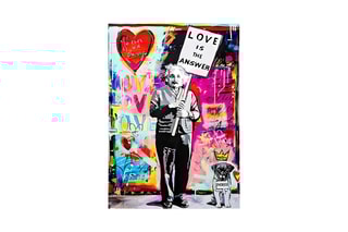 Tableau Einstein "L'amour est la réponse" - Banksy - 50 x 70 cm - Reproduction