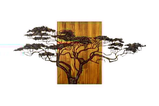 Décoration murale en bois Acacia Tree - 144 x 70 x 3 cm - Naturel et noir