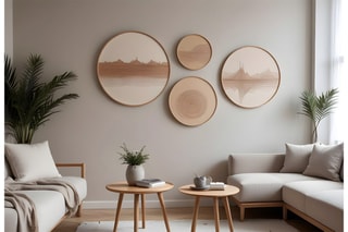 4 tableaux en bois - 45 x 45 cm / 36 x 36 cm / 27 x 27 cm / 18 x 18 cm