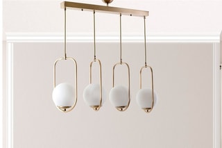 Suspension Ahu - Doré et blanc - 4 x 60 W