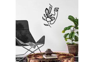 Décoration murale Woman Face Behind the Branch - Noir - 46 x 56 cm