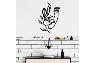 Décoration murale Woman Face Behind the Branch - Noir - 46 x 56 cm