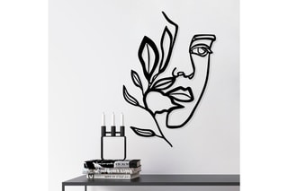 Décoration murale Woman Face Behind the Branch - Noir - 46 x 56 cm