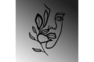Décoration murale Woman Face Behind the Branch - Noir - 46 x 56 cm
