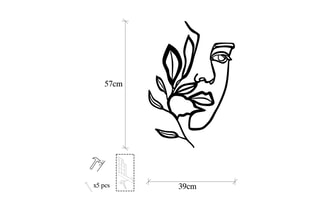 Décoration murale Woman Face Behind the Branch - Noir - 46 x 56 cm
