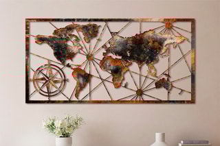 Décoration murale World Map Large - 120 x 60 cm - Marron