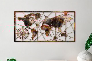Décoration murale World Map Large - 120 x 60 cm - Marron