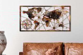Décoration murale World Map Large - 120 x 60 cm - Marron