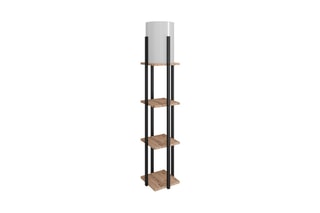 Lampadaire en pin Macka - Naturel et moutarde - 60 W