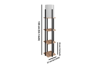 Lampadaire en pin Macka - Naturel et moutarde - 60 W