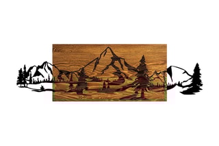 Décoration murale en bois Mountain Range - 93 x 29 cm - Naturel et noir