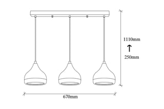 Suspension Yildo - Noir et cuivré - 3 x 40 W