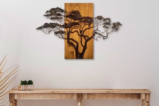 Décoration murale en bois Acacia Tree - 90 x 58 x 3 cm - Naturel et noir