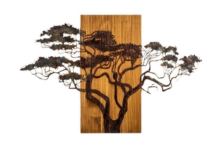 Décoration murale en bois Acacia Tree - 90 x 58 x 3 cm - Naturel et noir