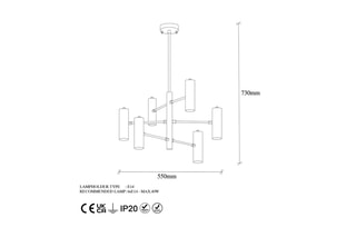 Suspension Gharib - Doré - 6 x 40 W