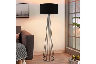 Lampadaire trépied - Blanc et imitation chêne - 60 W
