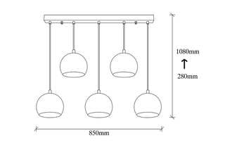 Suspension Sivani - Marron et noir - 5 x 40 W