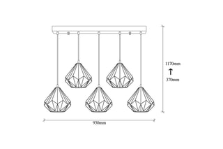 Suspension Diamond - Noir - 5 x 100 W