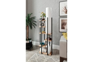 Lampadaire - Imitation noyer et marron - 60 W