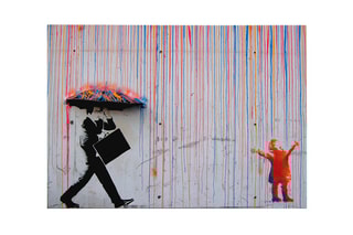 Tableau "Sous la pluie" Banksy - 50 x 70 cm