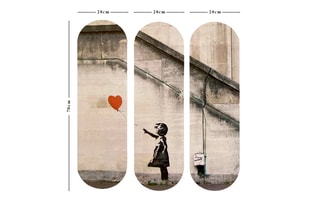 Triptyque "La Fille au ballon rouge"- Banksy - 20 x 70 cm - Reproduction