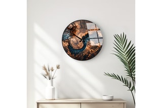 Horloge - 40 cm - Marron et bleu foncé