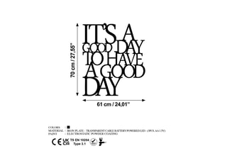 Décoration murale LED Its A Good Day - Noir - 70 x 61 cm