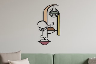 Décoration murale en bois Kubism 28 - Noir et rose - 68 x 39 cm