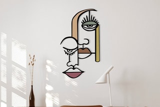 Décoration murale en bois Kubism 28 - Noir et rose - 68 x 39 cm