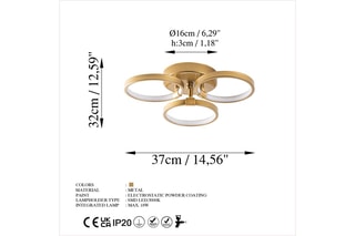 Plafonnier LED Halka -  Doré - 18 W