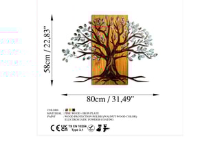 Décoration murale en bois Willow - 80 x 58 cm - Naturel et noir