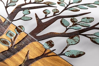 Décoration murale en bois Willow - 80 x 58 cm - Naturel et noir