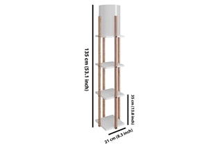 Lampadaire en bois Maçka - Naturel et noir - 60 W