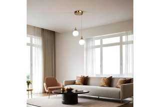 Suspension Afra 2 - Doré et blanc - 2 x 60 W