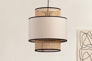 Suspension en rotin -  Noir et beige - 60 W
