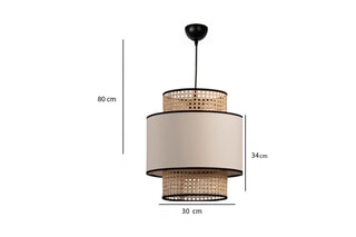 Suspension en rotin -  Noir et beige - 60 W