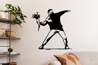 Décoration murale "Le lanceur de fleurs" - Banksy - 69 x 70 x 0,15 cm - Reproduction