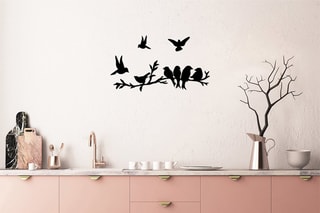 Décoration murale Bird community - Noir - 13 x 13 / 9 x 9 cm