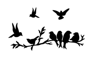 Décoration murale Bird community - Noir - 13 x 13 / 9 x 9 cm