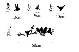 Décoration murale Bird community - Noir - 13 x 13 / 9 x 9 cm