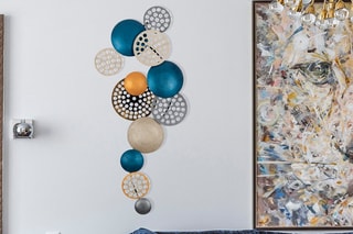 Décoration murale 8PBCT-007 - Bleu et doré - 90 x 8 x 42 cm