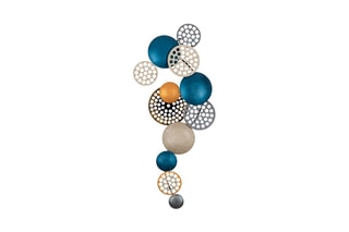 Décoration murale 8PBCT-007 - Bleu et doré - 90 x 8 x 42 cm