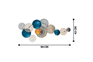 Décoration murale 8PBCT-007 - Bleu et doré - 90 x 8 x 42 cm