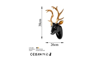 Décoration murale Bust of Deer 5 - 26 x 38 x 17 cm - Doré et noir