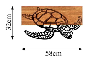 Décoration murale Caretta Caretta en bois - Naturel et noir - 58 x 3 x 32 cm