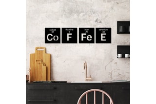 4 décorations murales Coffee 13 - Noir - 4 x (18 x 18) cm
