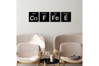 4 décorations murales Coffee 13 - Noir - 4 x (18 x 18) cm