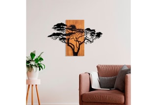 Décoration murale Acacacia - 90 x 58 cm - Naturel et noir