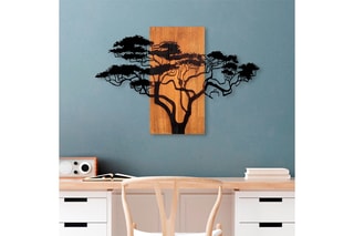 Décoration murale Acacacia - 90 x 58 cm - Naturel et noir
