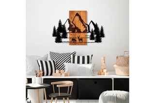 Décoration murale en bois Natural habitat - 87 x 57 cm - Naturel et noir